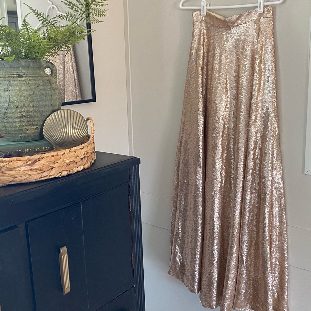 Floor Length Gold Sequin Skirt